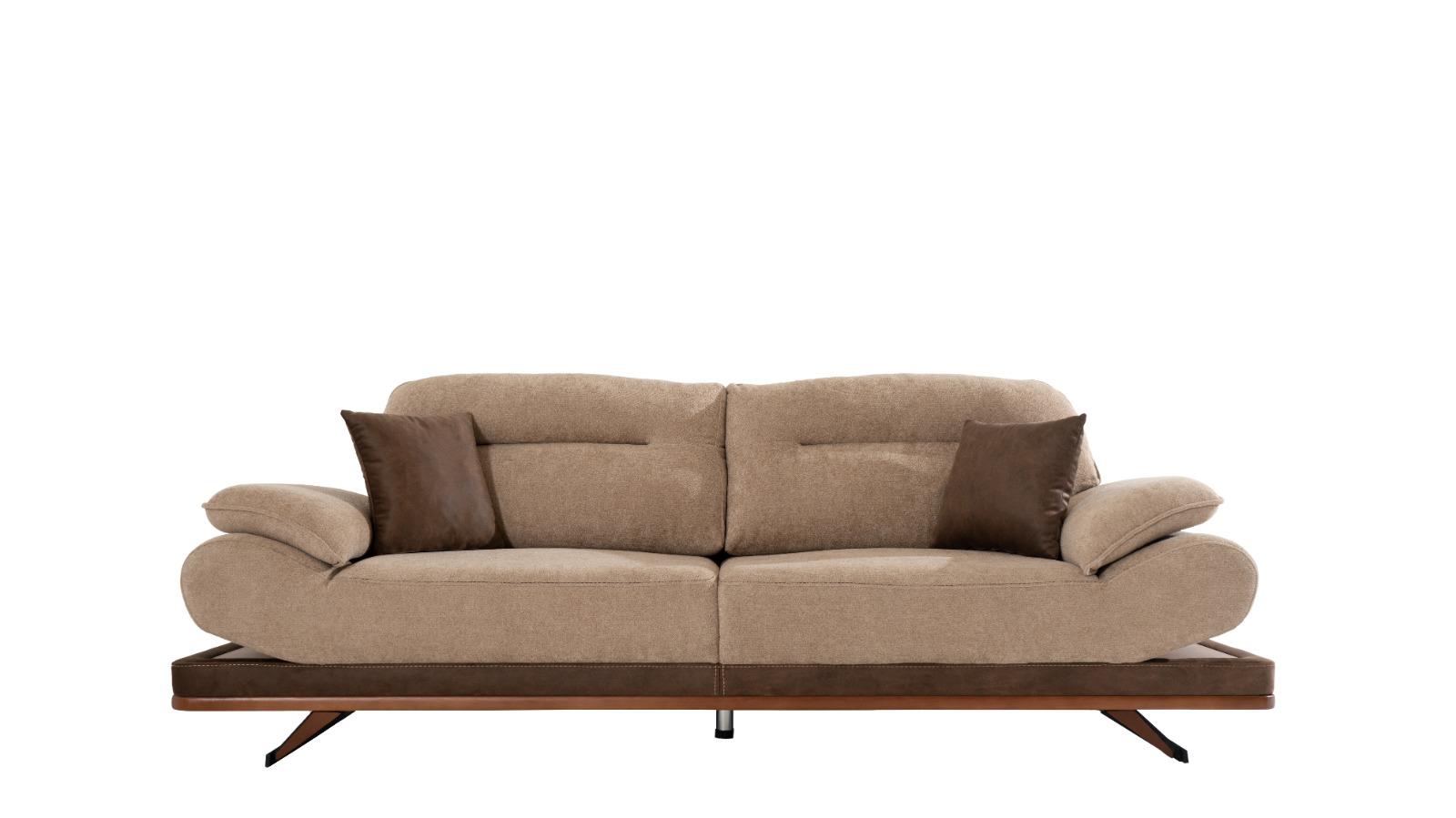 Luxuria Living Bosphorus Collection modern luxury sofa and armchair set in beige and brown upholstery